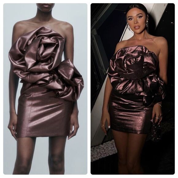 Zara Voluminous Flower Dress New - Picture 1 of 9